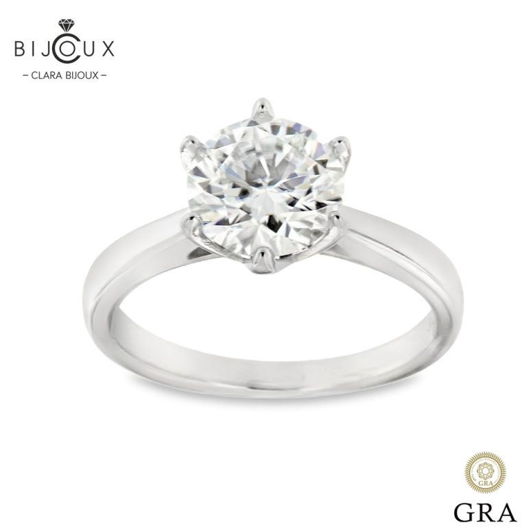 Сребърен годежен пръстен с Мойсанит 2.0ct | ClaraBijoux