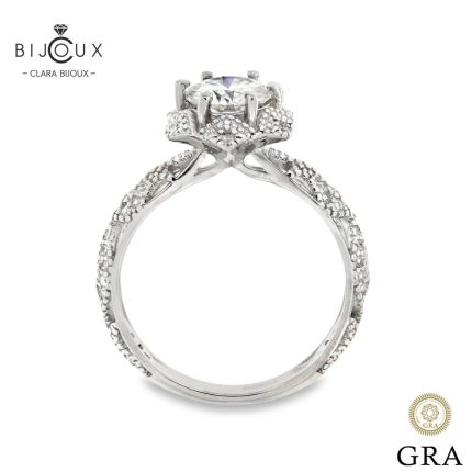 Сребърен годежен пръстен с Мойсанит 1.0ct | ClaraBijoux