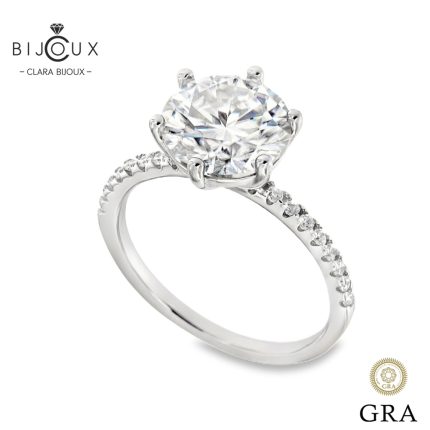 Сребърен годежен пръстен с Мойсанит 3.0ct | ClaraBijoux