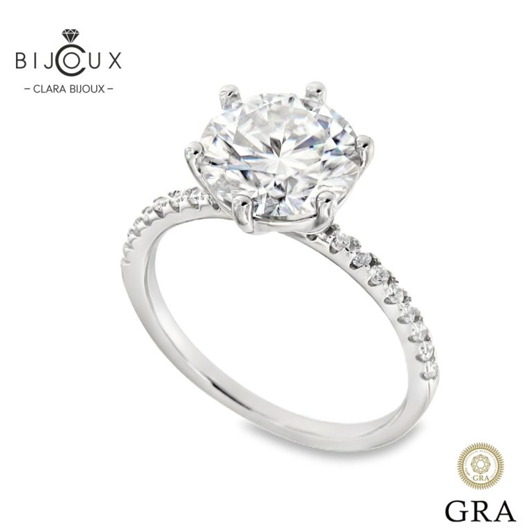 Сребърен годежен пръстен с Мойсанит 3.0ct | ClaraBijoux