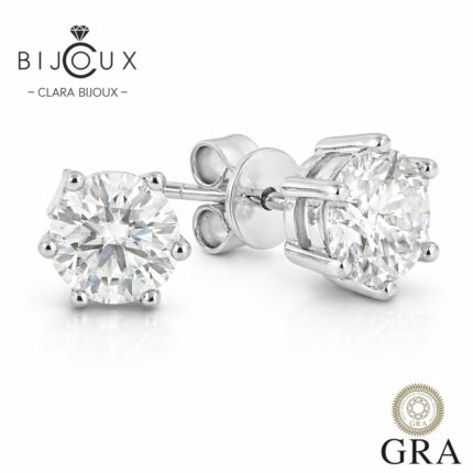 Сребърни обеци с мойсанити Clara Bijoux 2.0ct 💎 GRA
