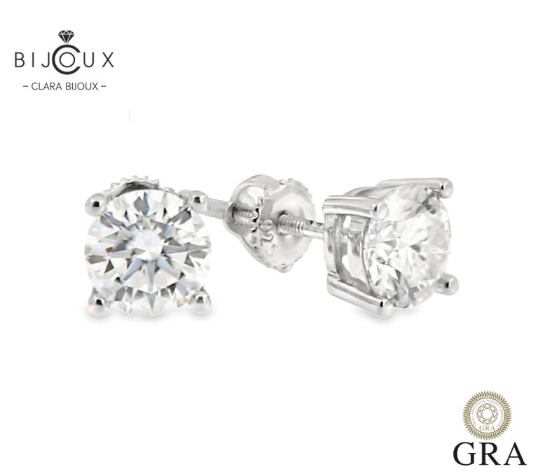 Сребърни обеци с мойсанити 2.0ct и GRA сертификат от Clara Bijoux – луксозен подарък за нея