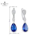 Сребърни обеци със син кристал и бял циркон | Clara Bijoux