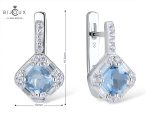 Сребърни обеци със син кристал и циркон | Clara Bijoux