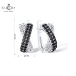 Сребърни обеци с черен шпинел и бели циркони | Clara Bijoux