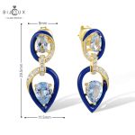 Сребърни обеци с аквамарин и златно покритие | Clara Bijoux