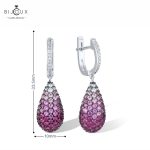 Сребърни обеци с розов сапфир и бял циркон – Clara Bijoux