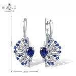 Сребърни обеци със син шпинел и циркони | Clara Bijoux