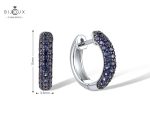 Сребърни обеци халки с лабораторни сапфири | Clara Bijoux