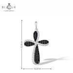 Сребърно колие кръст с черен шпинел | Clara Bijoux