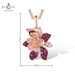 Сребърно колие с лабораторен розов сапфир – Clara Bijoux