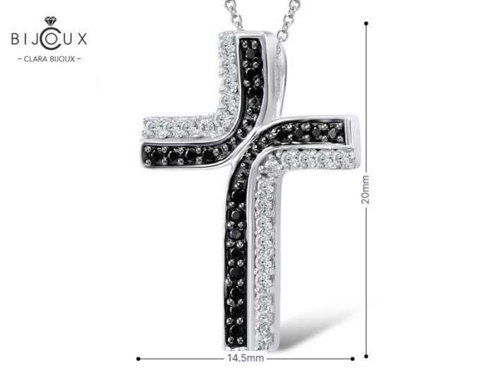 Сребърен кръст с черен шпинел | Clara Bijoux