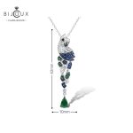 Сребърно колие с папагал и цветни циркони | Clara Bijoux