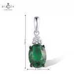 Сребърно колие със зелен кристал и бял циркон | Clara Bijoux