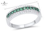 💚 Изискан сребърен пръстен със зелен шпинел и бял циркон – Clara Bijoux
