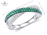 💚💍 Сребърен пръстен със зелен шпинел и бял циркон – Clara Bijoux