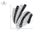 Сребърен пръстен с черен шпинел и бял циркон | Clara Bijoux