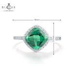 Сребърен пръстен със зелен шпинел и бял циркон | Clara Bijoux