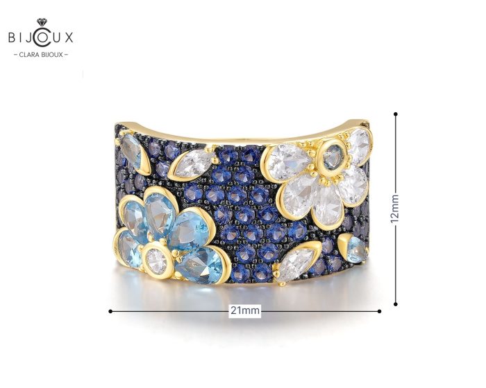 Сребърен пръстен със син шпинел и циркони | Clara Bijoux