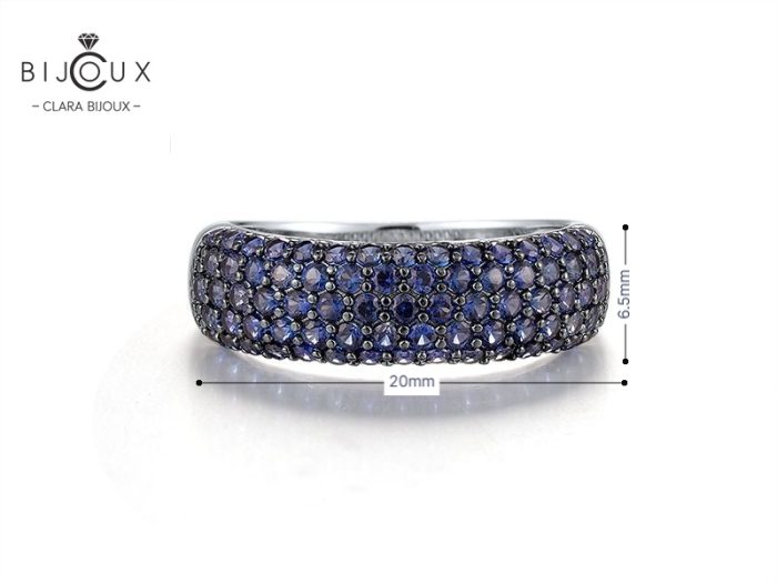 💙 Сребърен пръстен с лабораторен син сапфир – Clara Bijoux