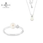 комплект сребърно колие и пръстен с перла и мойсанит Clara Bijoux