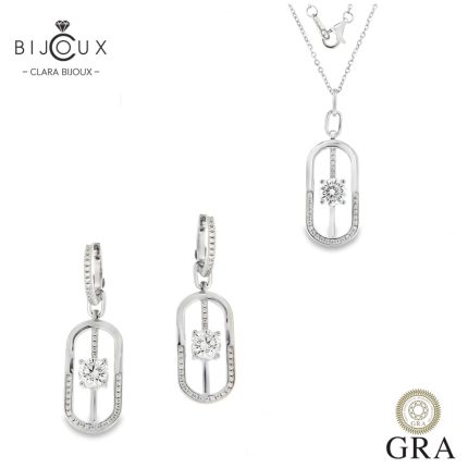 сребърен комплект с мойсанити Clara Bijoux – колие и обеци