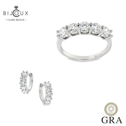 Комплект с мойсанити 4.5ct Clara Bijoux – халка и обеци от сребро 925