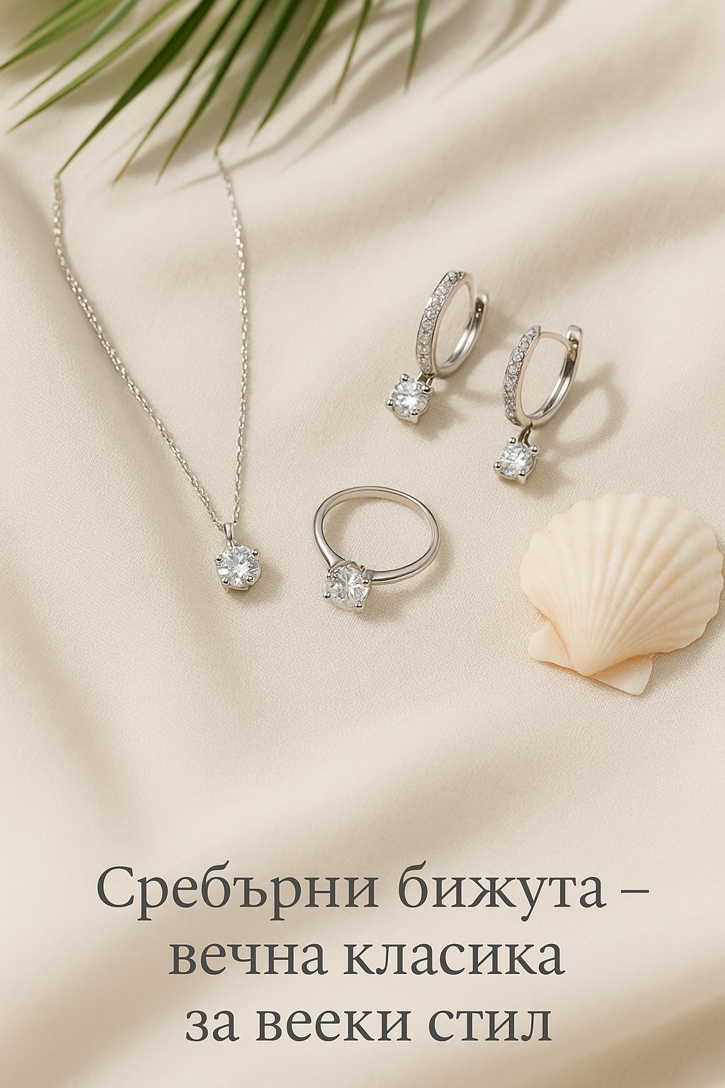 Сребърни бижута – комплект с колие, обеци и пръстен-вечна класика за всеки стил