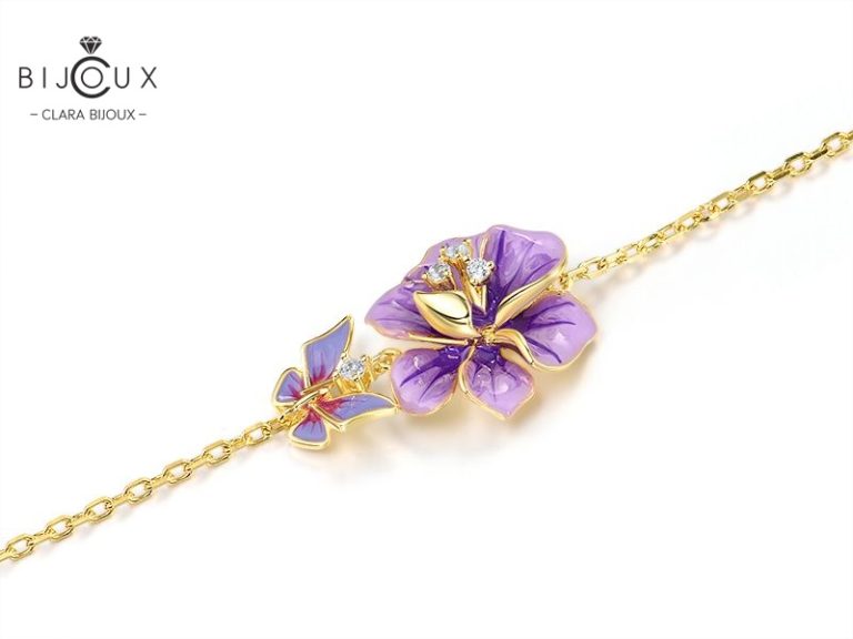 Сребърна гривна с цвете и пеперуда Clara Bijoux