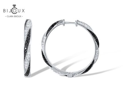 Кръгли обеци „Черно и бяло“ със шпинели и CZ Clara Bijoux – PE391
