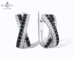 Сребърни обеци Clara Bijoux с черен шпинел и бели циркони – PE394