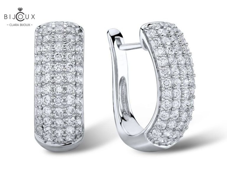 Луксозни сребърни обеци Clara Bijoux с циркони – PE398