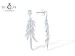Висящи сребърни обеци Clara Bijoux „Листо“ с бели циркони – PE399