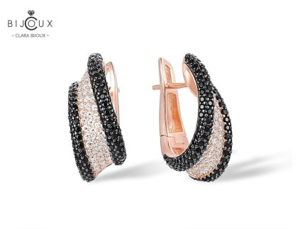 Луксозни обеци с розова позлатка и камъни шпинел и циркон – Clara Bijoux