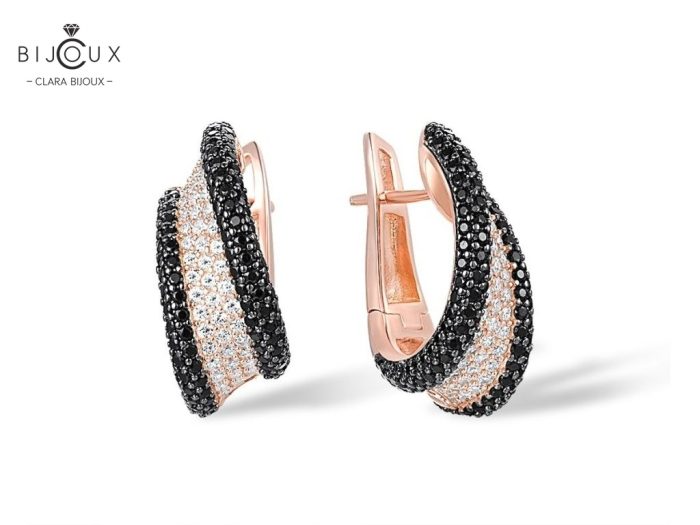 Луксозни обеци с розова позлатка и камъни шпинел и циркон – Clara Bijoux