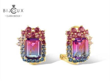Луксозни обеци със синтетичен морганит и позлатка – Clara Bijoux