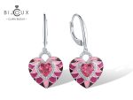 Емайлирани обеци Clara Bijoux „Сърце“ с розов кристал – PE403