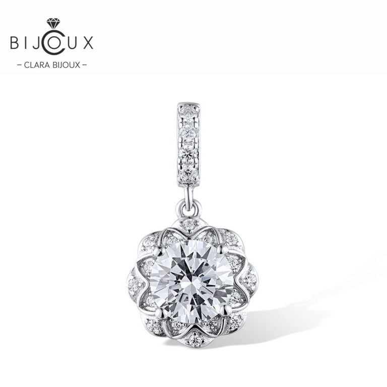 сребърна висулка с бял циркон Clara Bijoux – изглед отпред