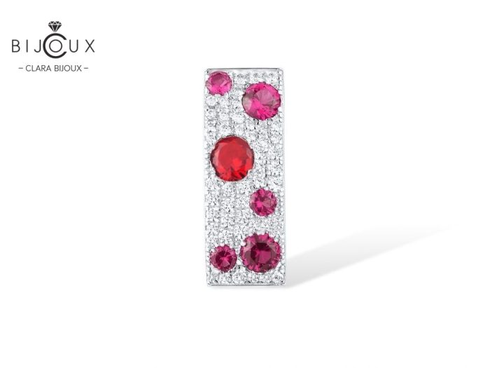 Clara Bijoux сребърно колие с рубини и кристали