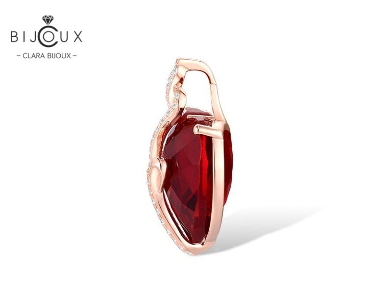 Сребърна висулка сърце с червен кристал и бели циркони Clara Bijoux – страничен изглед