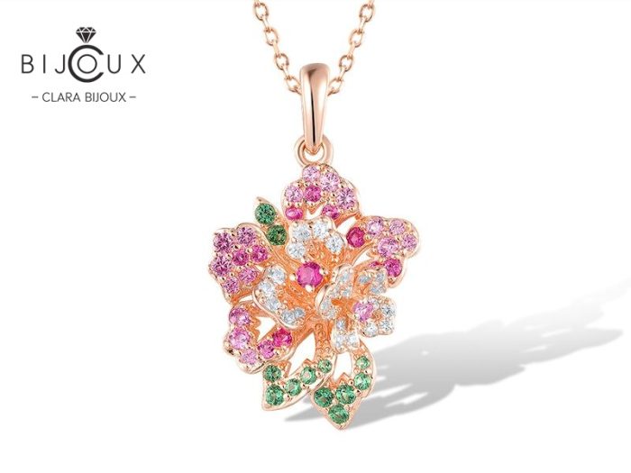 Сребърна висулка Clara Bijoux с розови сапфири и шпинел