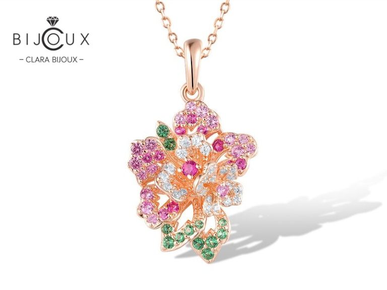 Сребърна висулка Clara Bijoux с розови сапфири и шпинел
