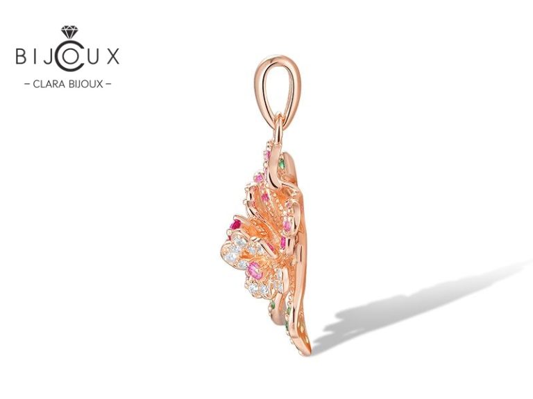 Сребърна висулка цвете с розова позлатка Clara Bijoux