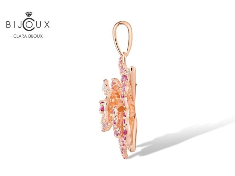 Сребърна висулка Clara Bijoux с цветен дизайн и бели циркони – страничен изглед