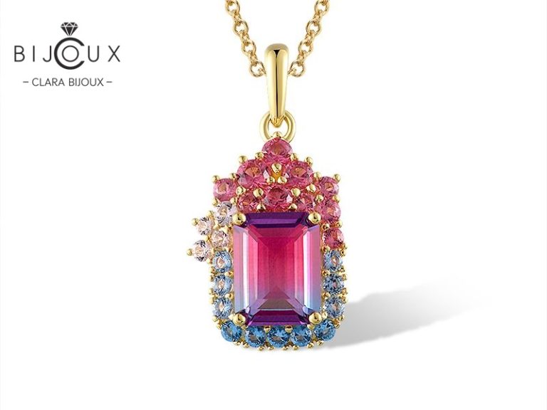 Сребърна висулка със син шпинел и морганит Clara Bijoux – фронтален изглед
