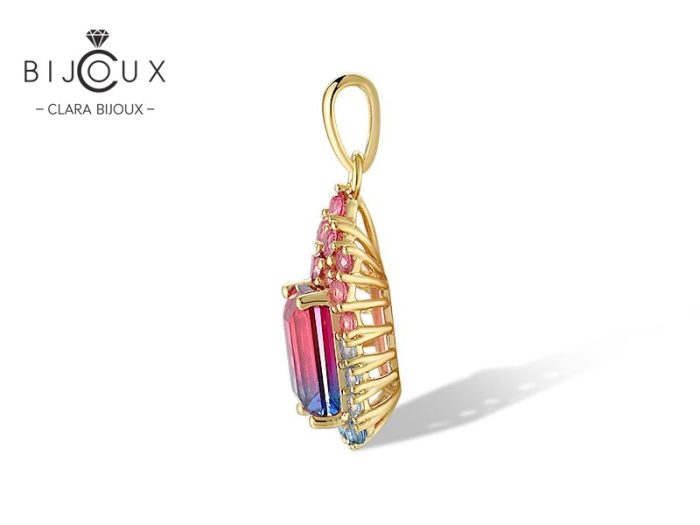 Сребърна висулка със син шпинел и морганит Clara Bijoux – страничен изглед
