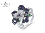 Луксозен сребърен пръстен цвете с бели CZ камъни Clara Bijoux