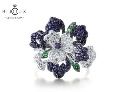 Елегантен пръстен със син сапфир и зелен шпинел Clara Bijoux