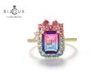 Пръстен Clara Bijoux със син шпинел и морганит – жълта позлатка