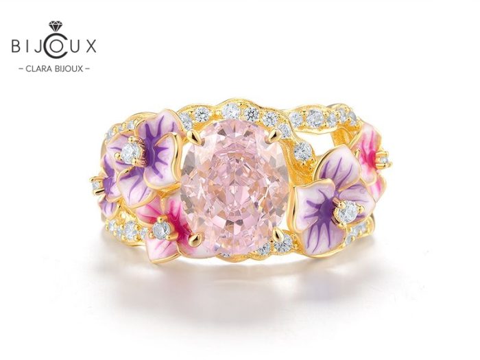 Елегантен дамски пръстен със сребро 925 и розов CZ камък Clara Bijoux